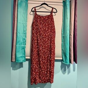 Old Navy Burgundy Floral Sun Dress, Size XXL